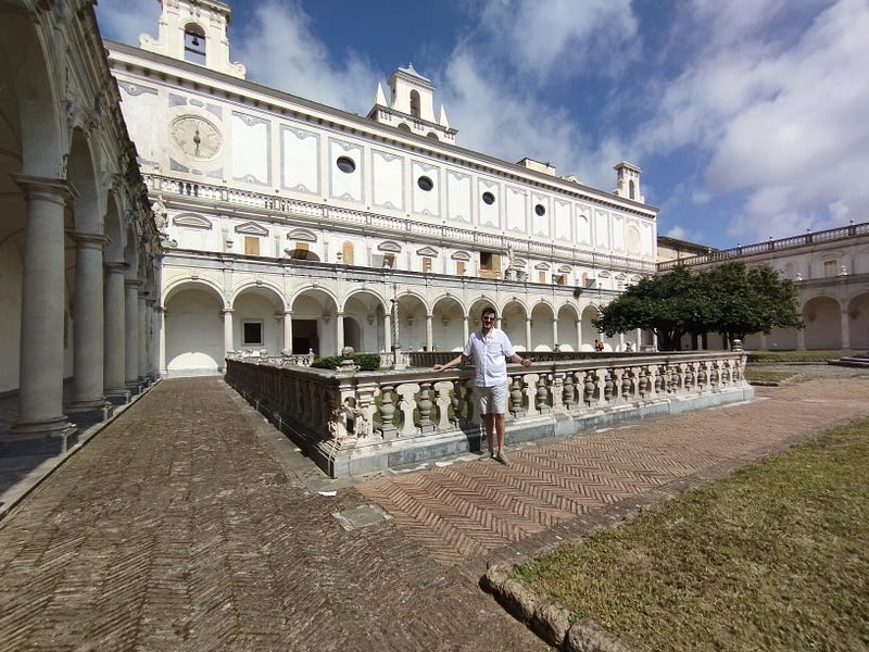 Antonello Mirone, Art Historian. Cloister of San Martino, Naples, July 2023.