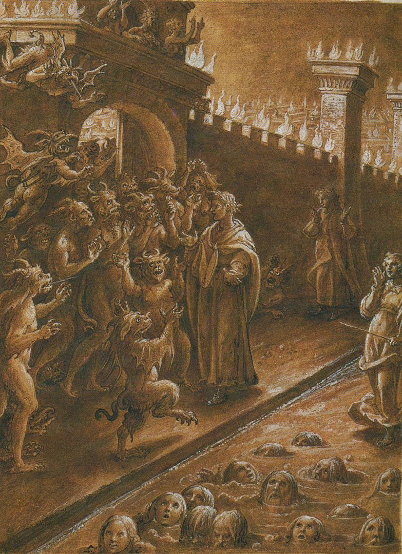 Stradano ( Johannes Stradanus), Illustration of Dante’s Inferno, Canto 9