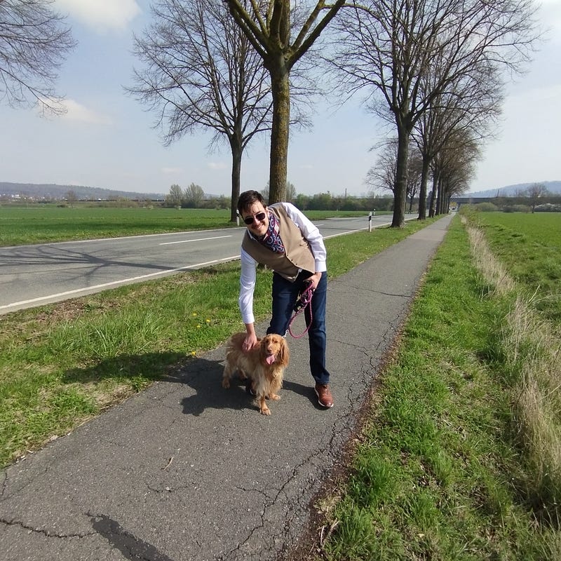 Antonello Mirone, taking the family Cocker Spaniel out for a walk (Northeim, Germany)