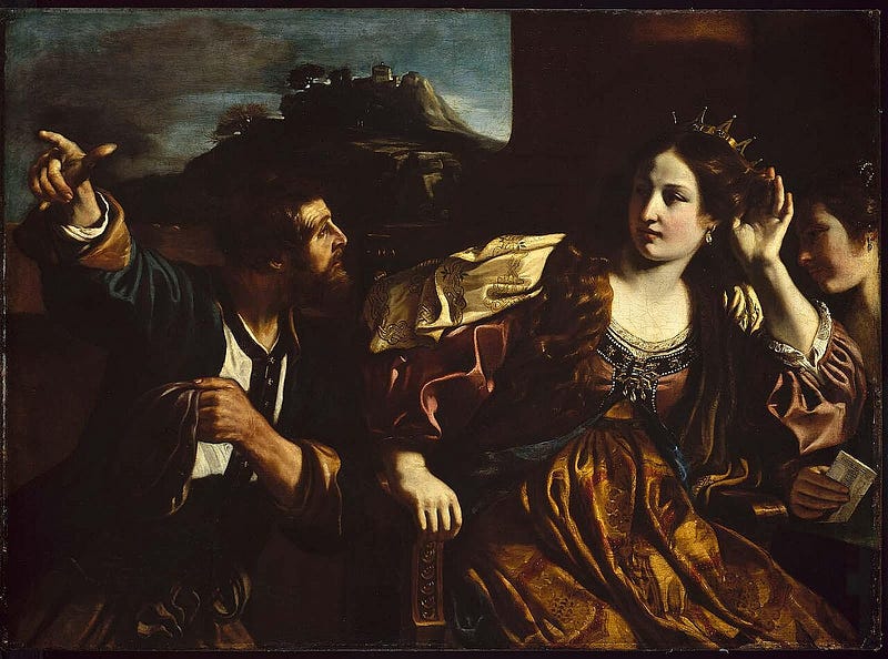 Semiramis Receiving Word of the Revolt of Babylon, by Giovanni Francesco Barbieri, 1624 (Museum of Fine Arts, Boston)