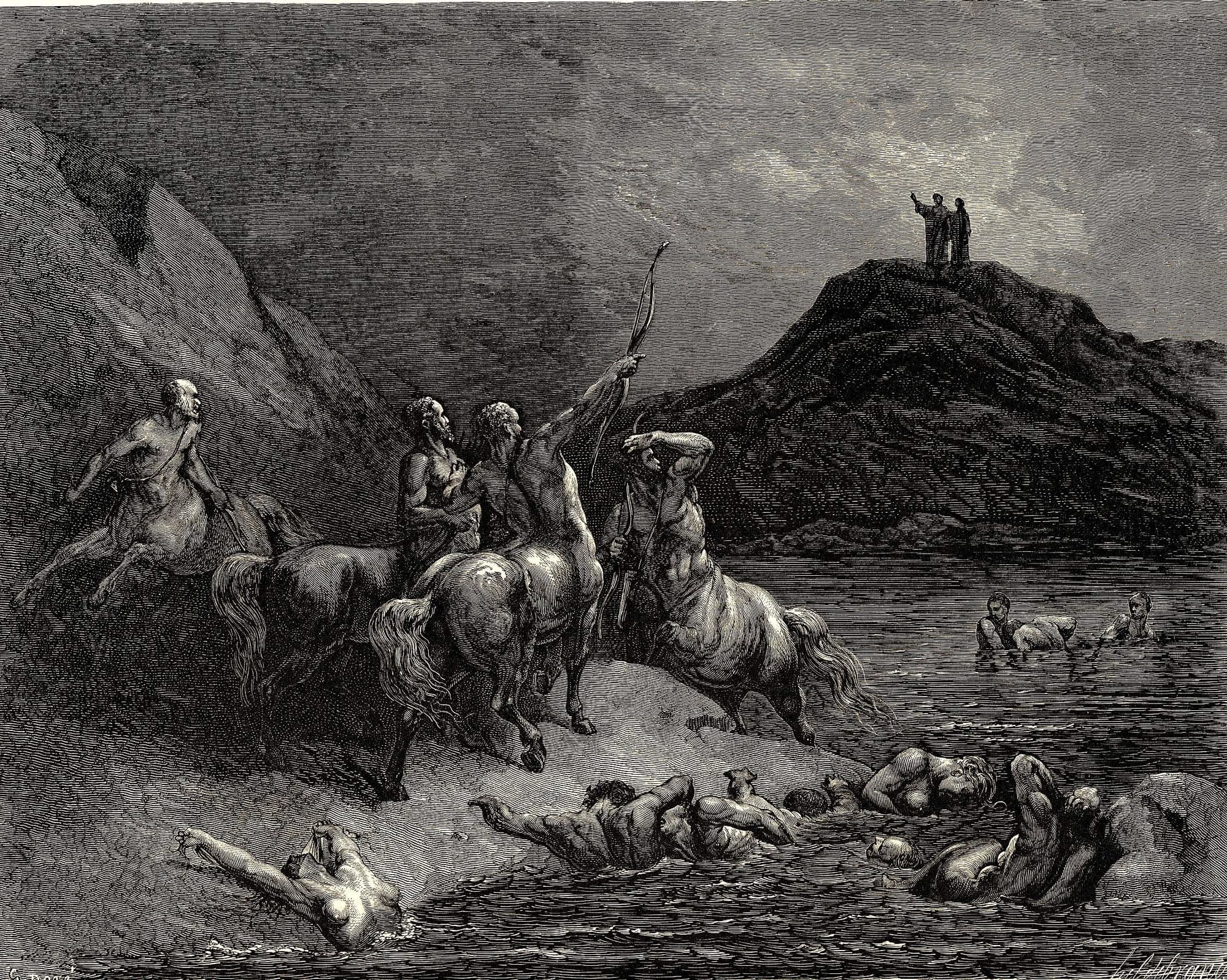 Gustave Doré, The Inferno, Canto 12-1, etching print