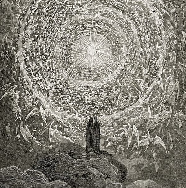 Rosa Celeste: Dante and Beatrice gaze upon the highest Heaven, The Empyrean | Gustave Dore